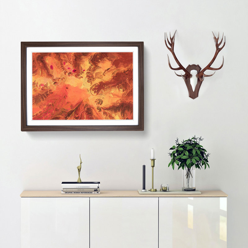 What in the World in Abstract - Picture Frame Graphic Art Print, 35cm H x 50cm W x 2cm D, Walnut