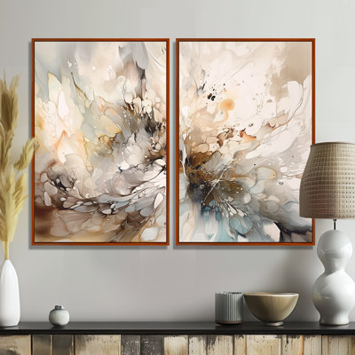 Blanc et gris, profondeurs géométriques I - art mural moderne doré