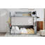 Queen Size Wooden Bunk Bed With Built-In Shelves