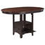 Table de comptoir extensible, teinte châtaigne, stabilité accrue, style classique-contemporain, idéale pour la salle à manger. Châtaigne brun moyen, 1 pièce, design polyvalent, pour 4 personnes.