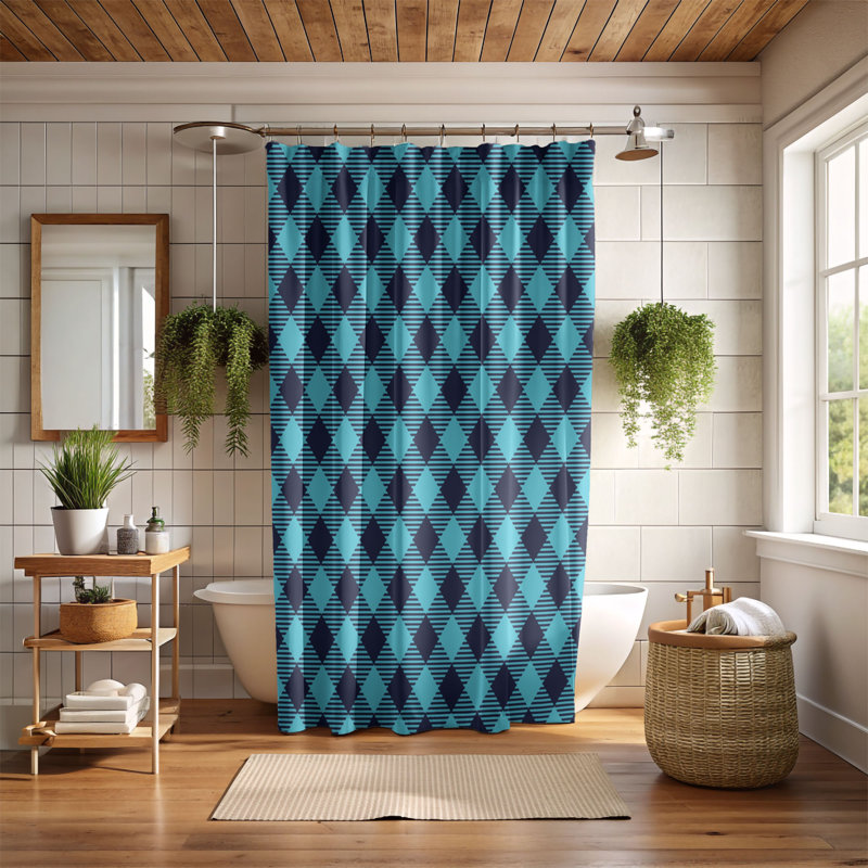 Rideau de douche Indigo, H 74 po x l 71 po