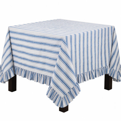 Classic Stripe Tablecloth - Everyday Farmhouse Tablecloth with Timeless Woven Stripe Design for Casual Dining, Kitchen Tables, and Everyday Entertaining