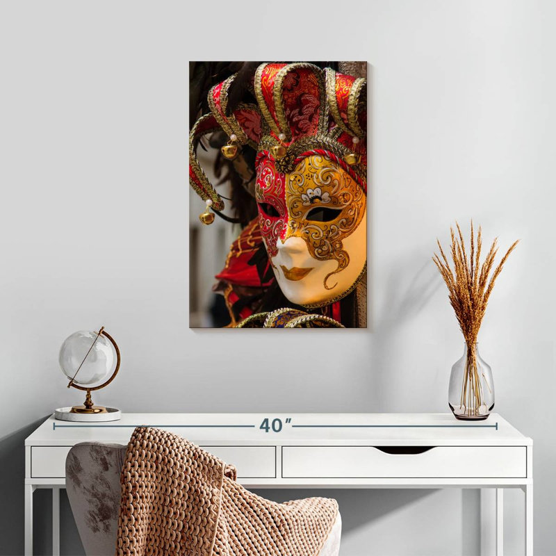 Masque Lelend Carnaval de Venise, H 24 po x l 16 po