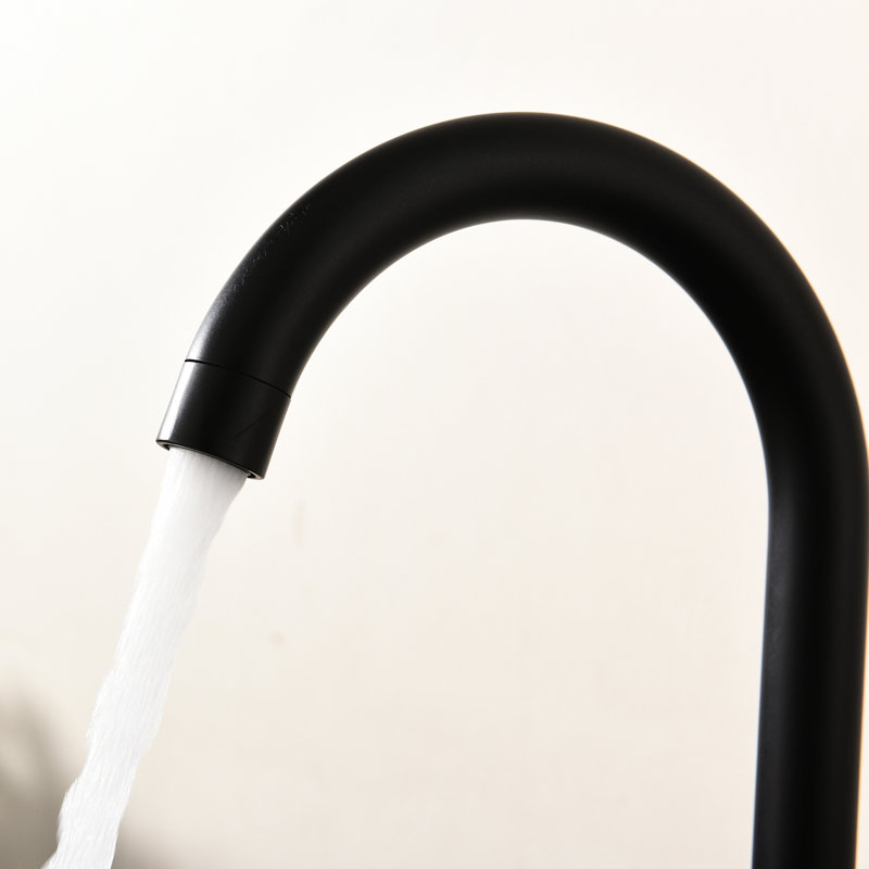 Robinet de cuisine noir mat moderne, robinet d'évier en acier inoxydable à poignée simple avec robinet commercial en matériaux de haute performance, robinet en céramique