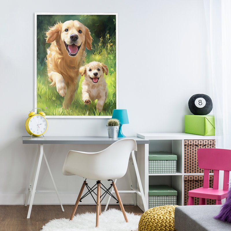 Père et fils Labrador, estampe numérique, conception par Momart, H 30 po x l 24 po