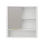 Armoire de salle de bain murale moderne avec rangement caché, tablettes ouvertes, construction imperméable et rangement pour meuble-lavabo compact.
