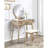 Contemporary Wood Vanity And Stool Set With Drawer-487540964
