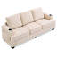 Canapé moderne 89 po à 3 places avec porte-gobelets et poches latérales, siège profond, canapé confortable pour salon ou appartement, beige-920752893