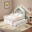 Lit maison avec lit gigogne, tablettes de tête de lit et tiroirs de rangement-1420374311-1420374312