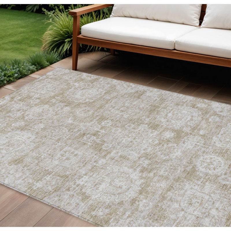 Tapis intérieur lavable floral 9 pi x 12 pi gris