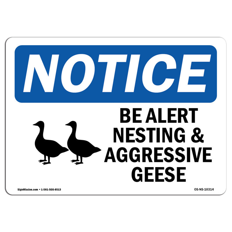 Be Alert Nesting and Aggressive Geese Sign
