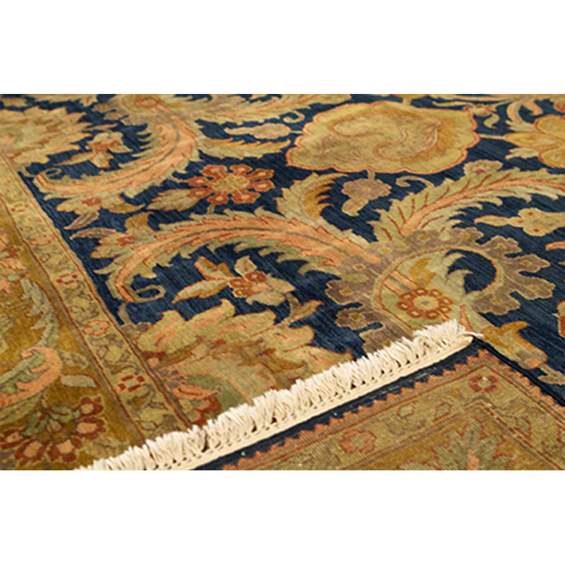 Wool Oriental Area Rug in Brown/Dark Blue/Green