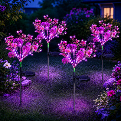 Solar Garden Lights Outdoor Phalaenopsis LED Flower Stake Lights Waterproof Garden Decor for Yard and Pathway