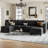 Shazier 6-Seats U-Shape Chenille Modualr Sofa-131544053