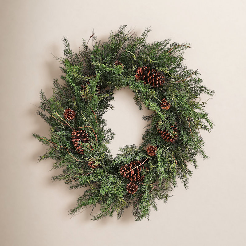 Handcrafted Faux Pine Wreath, 28" H x 28" W x 5" D