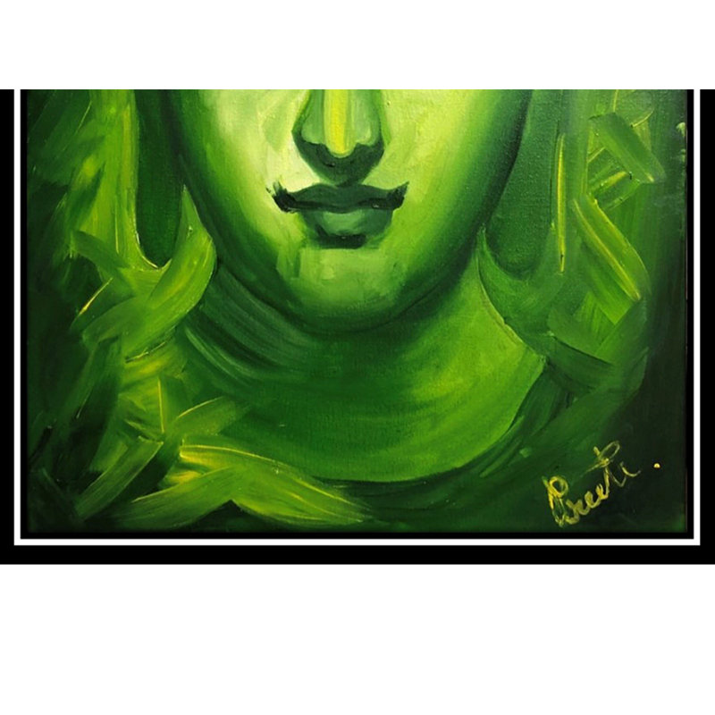 Bouddha de Gautama, peinture de Gurpreet Kaur | Avec cadre