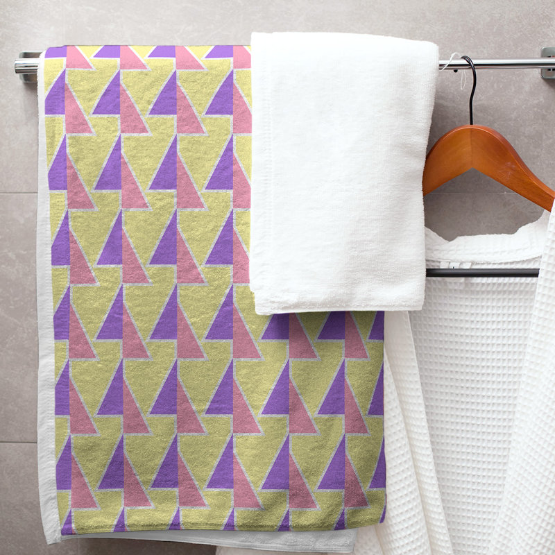 Serviette de bain à flèches changeées, Mauve / jaune / rose