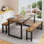 Ensemble de table de salle à manger avec 2 bancs, ensemble de table de salle à manger pour 4 personnes, ensemble de table de petit-déjeuner en bois