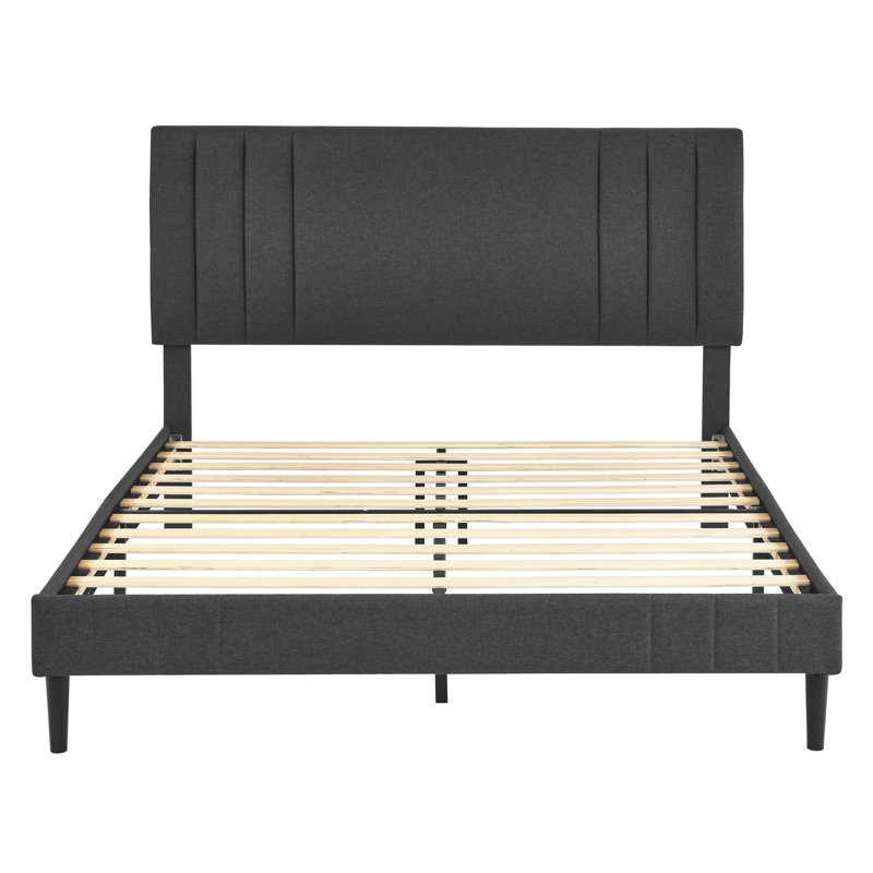 DeCoro Chicago Modern Tufted Upholstered Platform Bed, Dark Gray, Queen