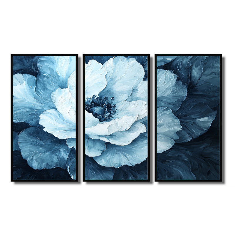Adalyne - ensemble d'art mural pivoine, H 28 po x l 36 po, Reproduction avec cadre flottant, Noir