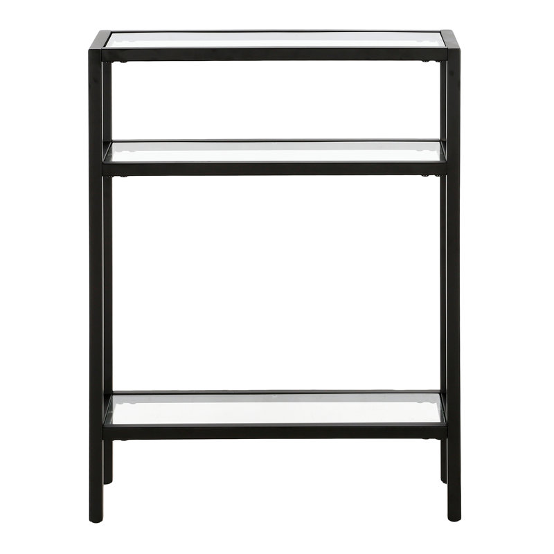 Ceno Glass Top Console Table, Blackened Bronze, 29.5" H x 22" W x 8" D