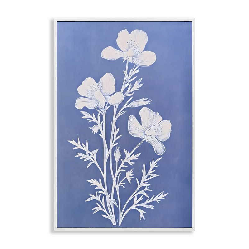 «Cerulean Blue Blooms», art de la giclée noire encadrée par Petals Prints Design, H 18 po x l 12 po