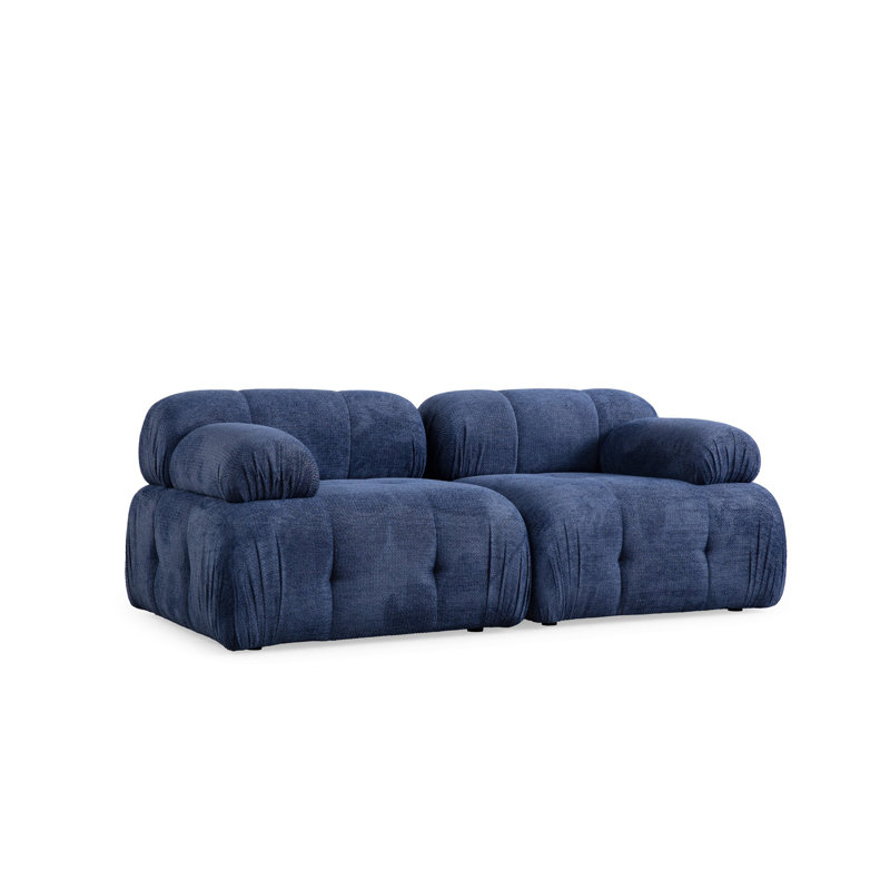 Stylish 2-Seat Sofa, Night Blue, 74.8 x 37.4 x 29.5 inches | Sturdy Beech Wood & Chipboard Frame, 100% Polyester Fabric | Soft 28 DNS Foam & Silicone Back Support | Modern Design for Living Room & Lounge Spaces