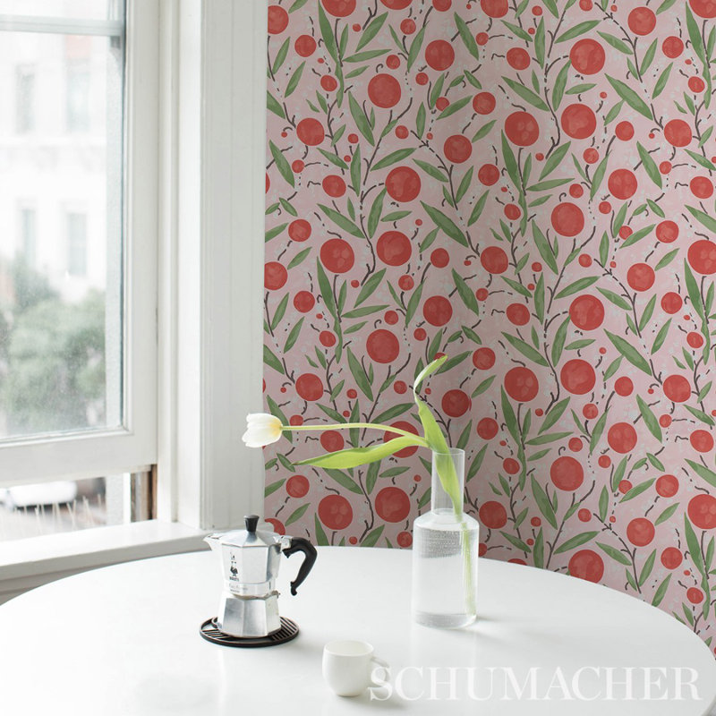 Mirabelle Wallpaper, Cherry & Blush