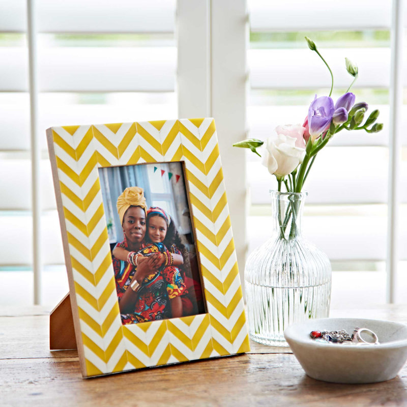 Yellow Chevron Patterned Photo Frame, 4" x 6"