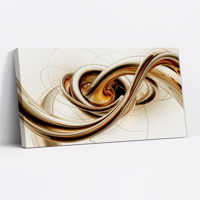 Art mural sur toile à motif de tourbillons dorés et bronze, L 40 po x H 20 po