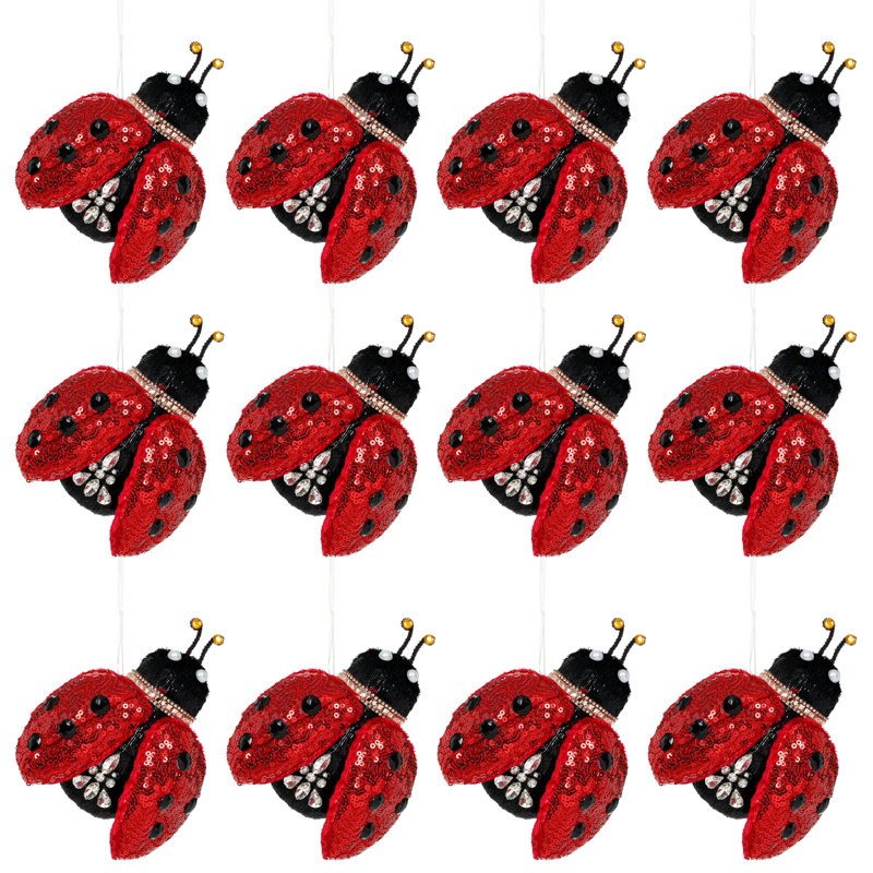 Sequin Ladybug Ornament, 5 Inches