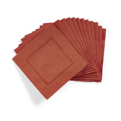 Cotton Linen Hemstitch Cocktail Napkins