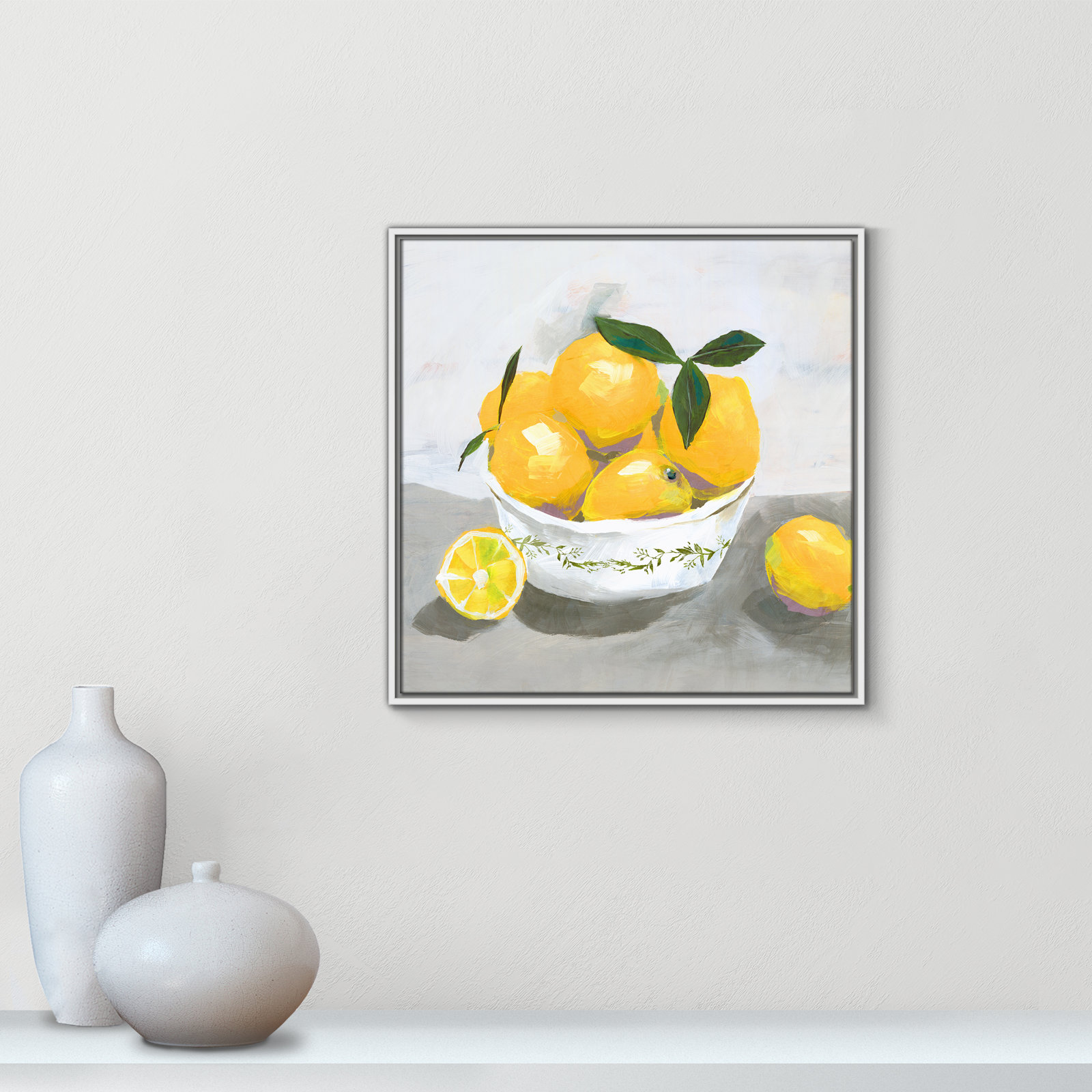 Hayons "Lemons" Painting by Isabelle Z, 25.5" H x 25.5" W x 2" D, White Framed Canvas