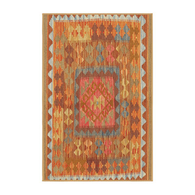 Tapis abstrait brun / rouge