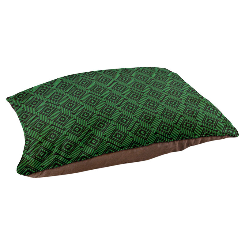 Byrge Geometric Fleece Pet Bed, 52" L x 42" W, Black/Green