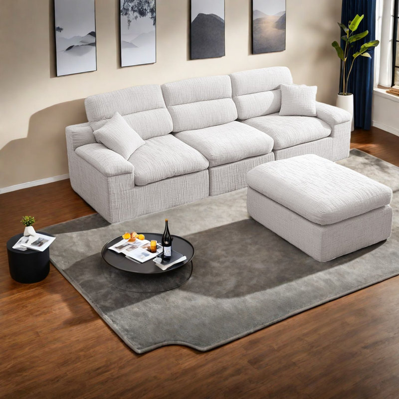Canapés en forme de L peu encombrants, canapé d'angle en tissu chenille pour la vie moderne
