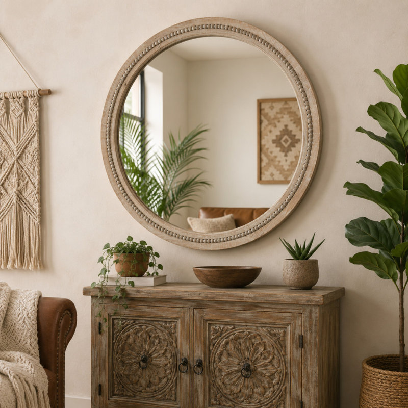 Miroir mural Vivienne, Brun, 44 po x 44 po