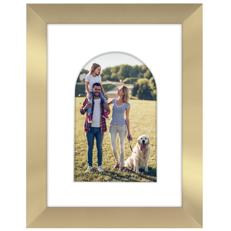 Cadre photo avec tapis en forme d'arche - Idéal pour toute pièce, salon, dortoir, Gold, 6" x 8"