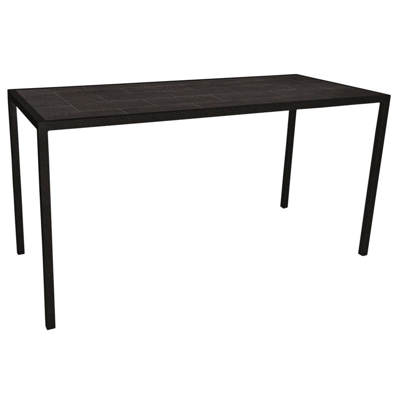 Quadra Outdoor Rectangle Counter Table, Carbon Black, 33" W x 75" L x 37.5" H, Urban Shift
