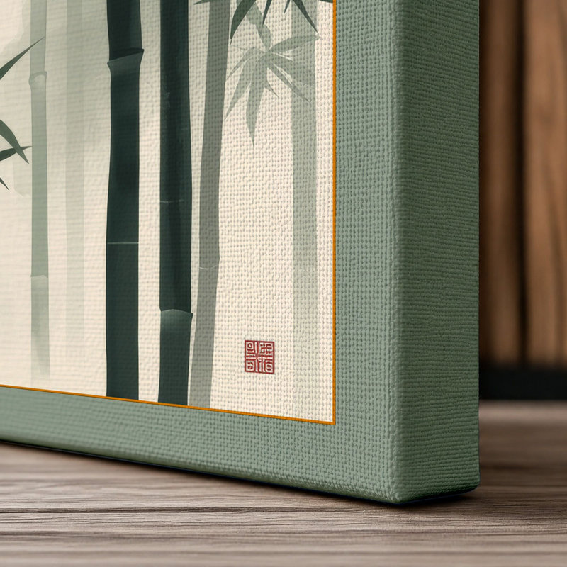 Bamboo Study Japandi - Wrapped Canvas, 36x24 - 91.4 x 61.0 cm, Sage Border