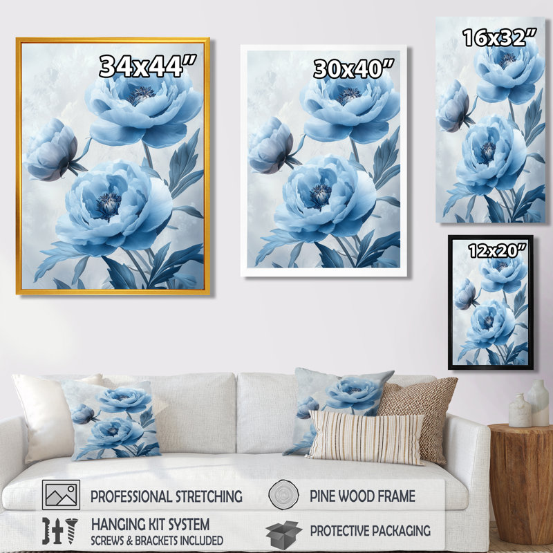 Callender - salon d'art mural floral, H 32 po x l 16 po, Argent argent, Reproduction encadrée d'une seule photo