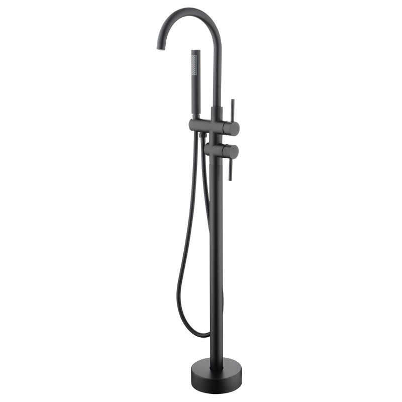 Robinet de baignoire à main avec pivot à 360 degrés et durabilité - fabrication en acier inoxydable noir mat, Noir mat