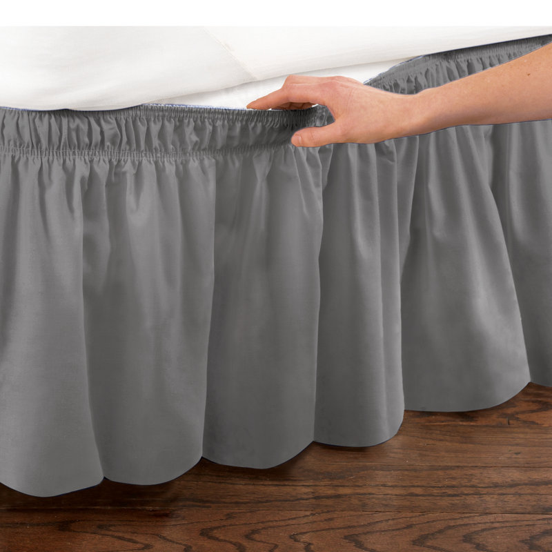 Ruffled Wrap Around Bed Skirt, Gray, Queen