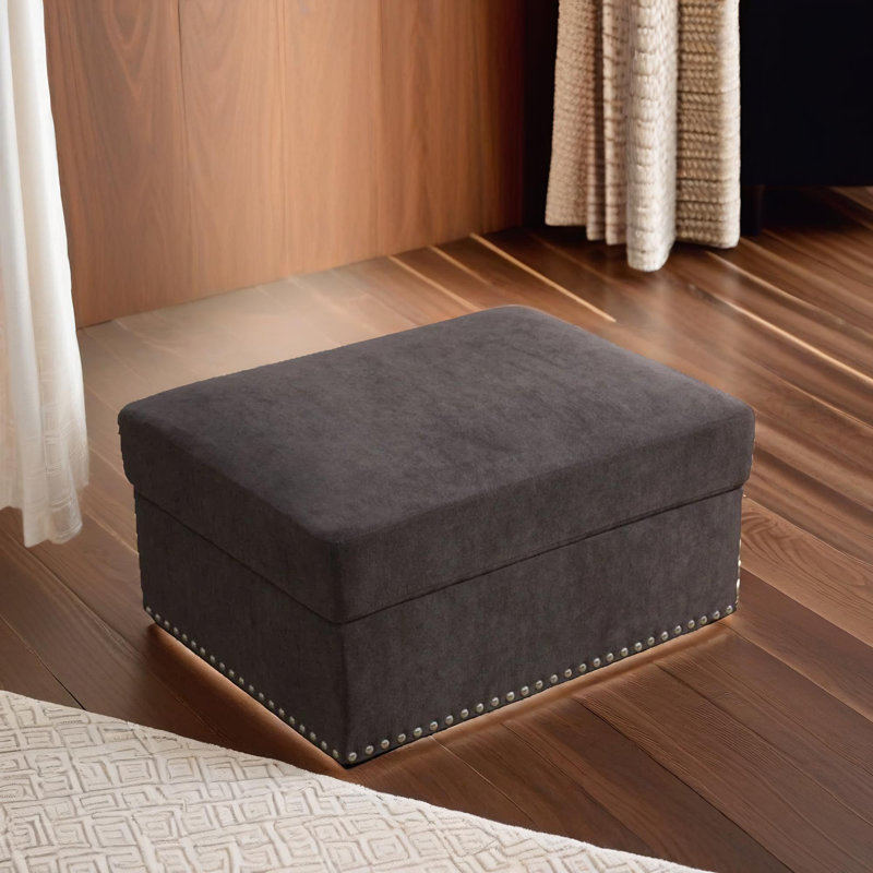 Oslo Brown Flannel Ottoman, Brown