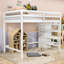 Lit mezzanine double en bois avec garde-corps, garde-robe et escalier-1863833970