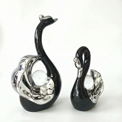 2 Pieces Swan Statues Sculpture Souvenir Gift Ceramic Statue Decoration Decoration