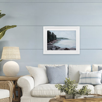 Rocky View of Coast Framed Print Under Glass, design by Jelena Petric