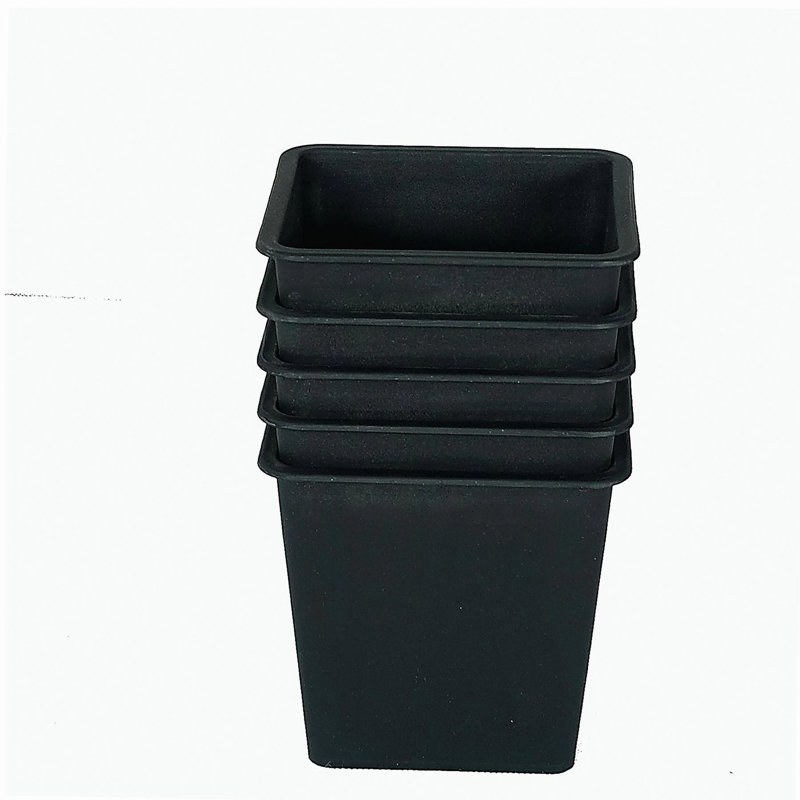 Pot de plante de jardin 5 po carré - pots de jardin en plastique avec drainage (paquet de 5), H 4,7 po x l 5 po x P 5 po