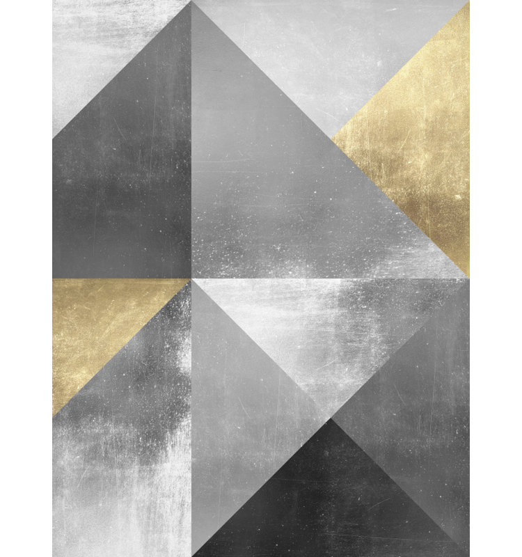 Modern Gold Triangles Print by Other Artist, 16 × 24, Matted Framed Print, Gold