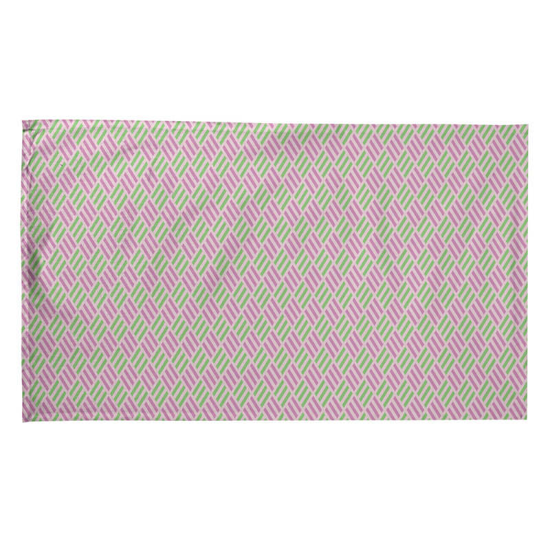 Torchon à losanges à rayures, Rose / Vert clair, Polyester sergé
